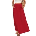 thumbnail image 1 of TaTaai Women's High Waist Maxi Skirt Solid Color Tie Detail Hollow Out Long Skirt Tiered Ruffle Hem Boho Summer Skirt Gift, 1 of 8