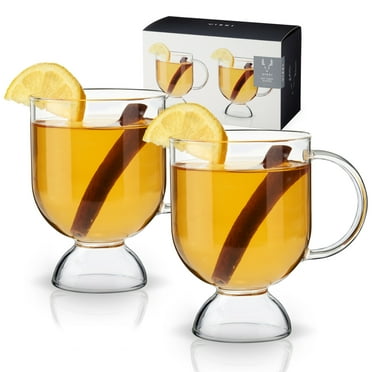 Viski Raye Hot Toddy Glasses, Irish Coffee Drinking Glasses Set of 2, 12 oz