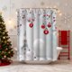 thumbnail image 3 of Cortina de ducha navideña con ganchos, bola navideña y estrella, poliéster impermeable, decoración navideña para baño, poliéster, 3 of 5