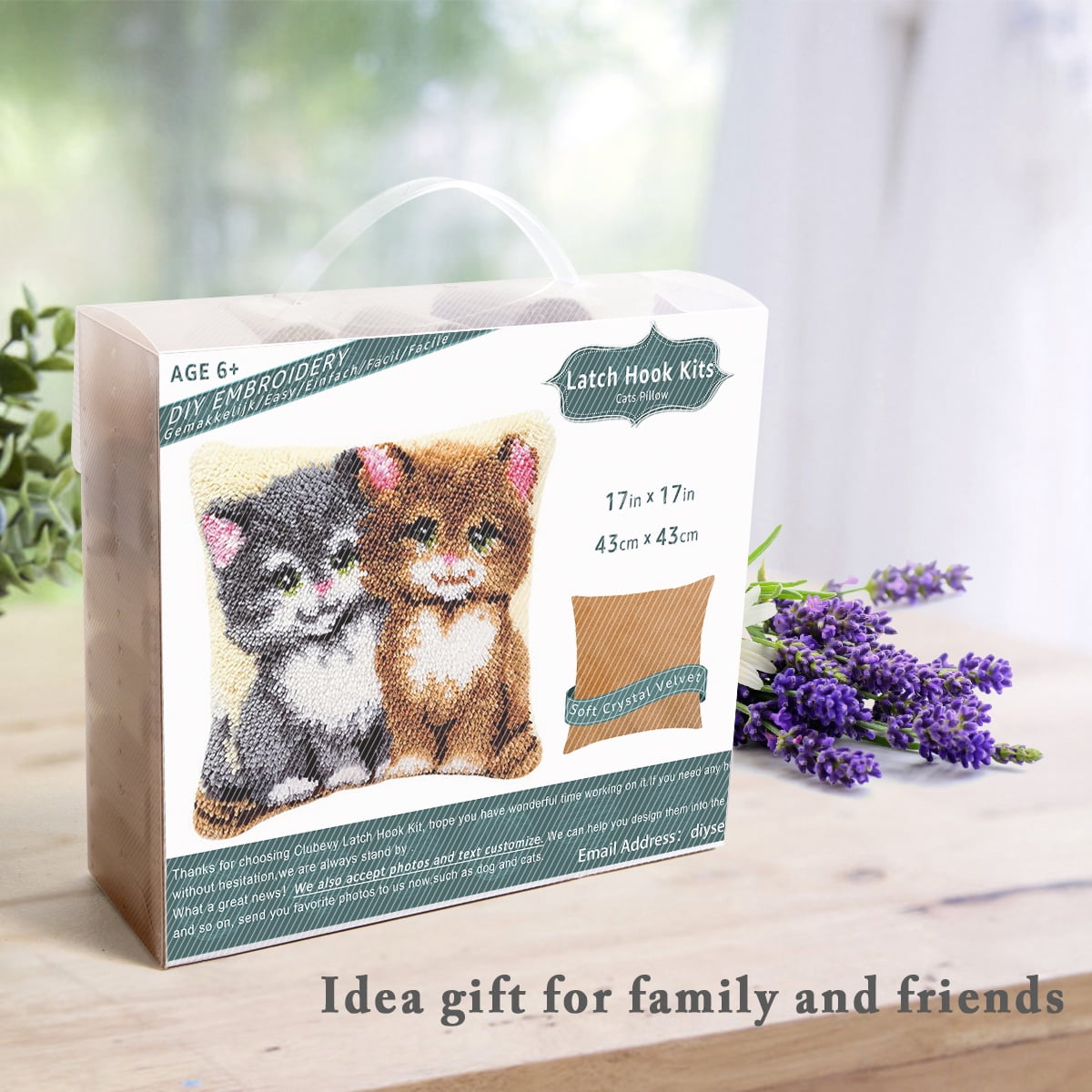 Latch Hook Pillow Kits for Adults pillow,latch hook pillow kits,Cat Embroidery Creative Craft Home Decor Ideal for Learning Pillow Making 43×43cm/17*17in