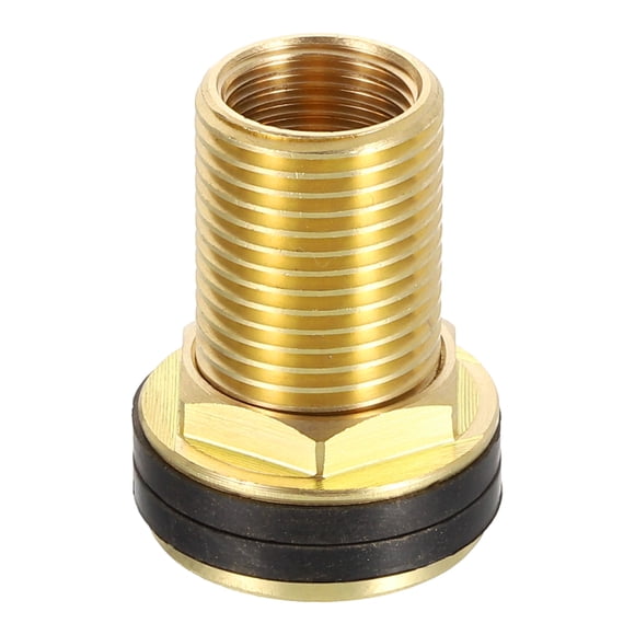 Brass Bulkhead Fitting with Washer, G1/2" Male x G3/8" Female Thread