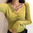thumbnail image 3 of HELIAR Women Sexy V Neck Sweater Autumn Knitted Pullover Jumper Chic Soft Korean Slim Long Sleeve Female Basic Top New Winter, 3 of 5