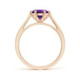 thumbnail image 2 of ANGARA Natural Tapered Shank 1.15 ct Amethyst Solitaire Ring with Diamonds in 14K Rose Gold for Women (Size-7mm) | February Birthstone, Anniversary, Jewelry Gift for Women | Natural Amethyst Ring, 2 of 8