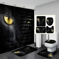 4PCS/Set Powerful Lion King Shower Curtain set, Black and White African Safari Animals Motivational Inspirational Quotes Bathroom Decor, Non-slip Bath Rugs Toilet Mats, It's Not Over When You Lose