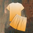 thumbnail image 5 of Zylanna Men's 2 Piece Outfit Sets, Crew Neck Gradient Color Casual Short Sleeve T-Shirt and Shorts Set Elastic Waist Loungewear for Vacation Daily Wear Yellow, 5 of 7