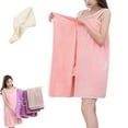 thumbnail image 1 of Jupe de Douche Portable Grande Taille pour Femmes, Robe Serviette Douce et Absorbante à Séchage Rapide avec Poche, Design à 2 Boutons (m, Rose), 1 of 8