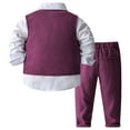 thumbnail image 2 of Hansber Toddler Baby Boys Formal Outfits Gentleman Wedding Clothes Suits Button Down Shirt with Pants Purple 110, 2 of 6