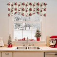 thumbnail image 2 of Pink Cardinal Tie Up Valances Curtain, Christmas Poinsettia Evergreen Bough Adjustable Rod Pocket Short Window Treatment Tie Up Curtains Valances for Kitchen Living Room Bathroom 42x18 In, 2 of 9