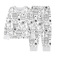 thumbnail image 3 of Yuncity Girls Pajamas Halloween Printed Hand Drawn Long Sleeve Sleepwear Loungewear 2 Piece Outfitfor Daily Lounging Size 3-4 Years White, 3 of 8