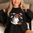 thumbnail image 5 of Tween Girls Ghost Floral Graphic Pullovers Fall Long Sleeve Sweatshirts Youth Crewneck Slouchy Tops Kids Halloween Themed Casual Shirts Holiday Festival Clothes, Size 11-12, 5 of 5