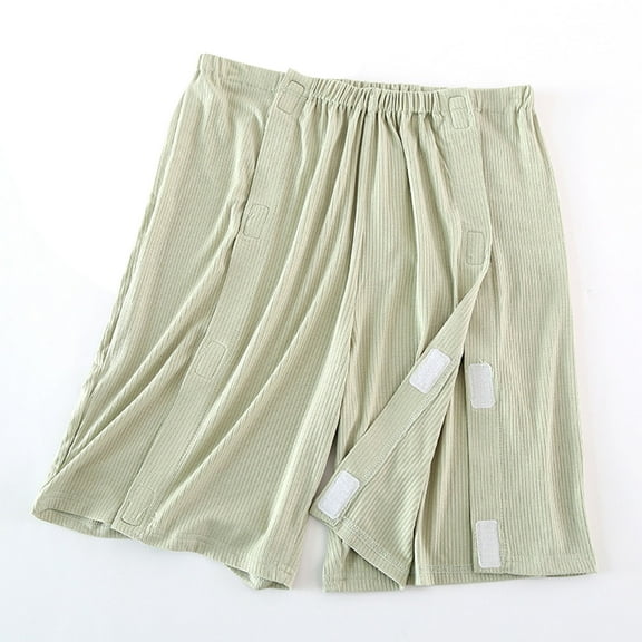 Hrsba Womens Sleep Shorts,Striped Light Fabric Integrated Garment 5 Length Bedridden Patient Home Bottoms
