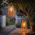 thumbnail image 2 of The Growing Ground 2 pack Solar LED Modern Geometric Lanterns with Handle, Orange, 2 of 9
