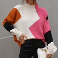 thumbnail image 3 of Vedolay Cropped Sweater Women's Lightweight Long Sleeve Crew Neck Striped Casual Knitted Pullover Tops,Hot Pink XL, 3 of 5