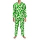 thumbnail image 3 of Balery Green Lizard Pijama para Hombre de Dos Piezas con Manga Larga, Conjunto de Dormir y Descanso Suave con Bolsillos-X-Large, 3 of 7