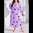 thumbnail image 4 of Camisón de Larga para Mujer, Estampado, Camiseta, Vestido de Dormir Púrpura 4XL, 4 of 9