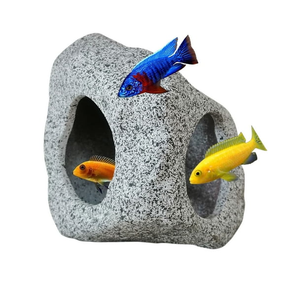 Aquarium Hideaway Rock Cave for Aquatic Pets to Breed, Play and Rest, Safe and Non-Toxic Ceramic Fish Tank Ornaments, Decor Stone for Betta