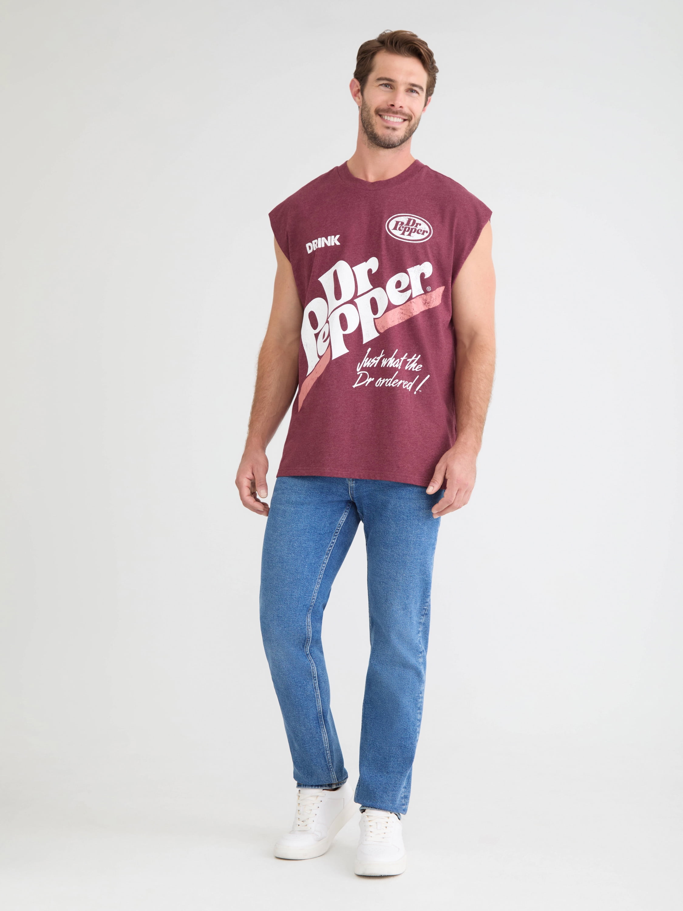 Dr Pepper Men's and Big Men's Graphic Print Muscle Tank Top, Sizes XS-5XL