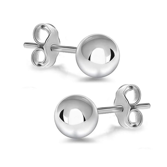 LeCalla Sterling Silver Anti-Tarnish Round Ball Post Stud Earrings, 7MM