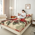 thumbnail image 4 of Castle Fairy Red Sparrows 3pcs Twin Sheet Sets for Teenager,Rustic Vintage Twin Fitted Sheet,Festival Xmas Breathable Flat Sheet,Microfiber Bedroom Decor, 4 of 7