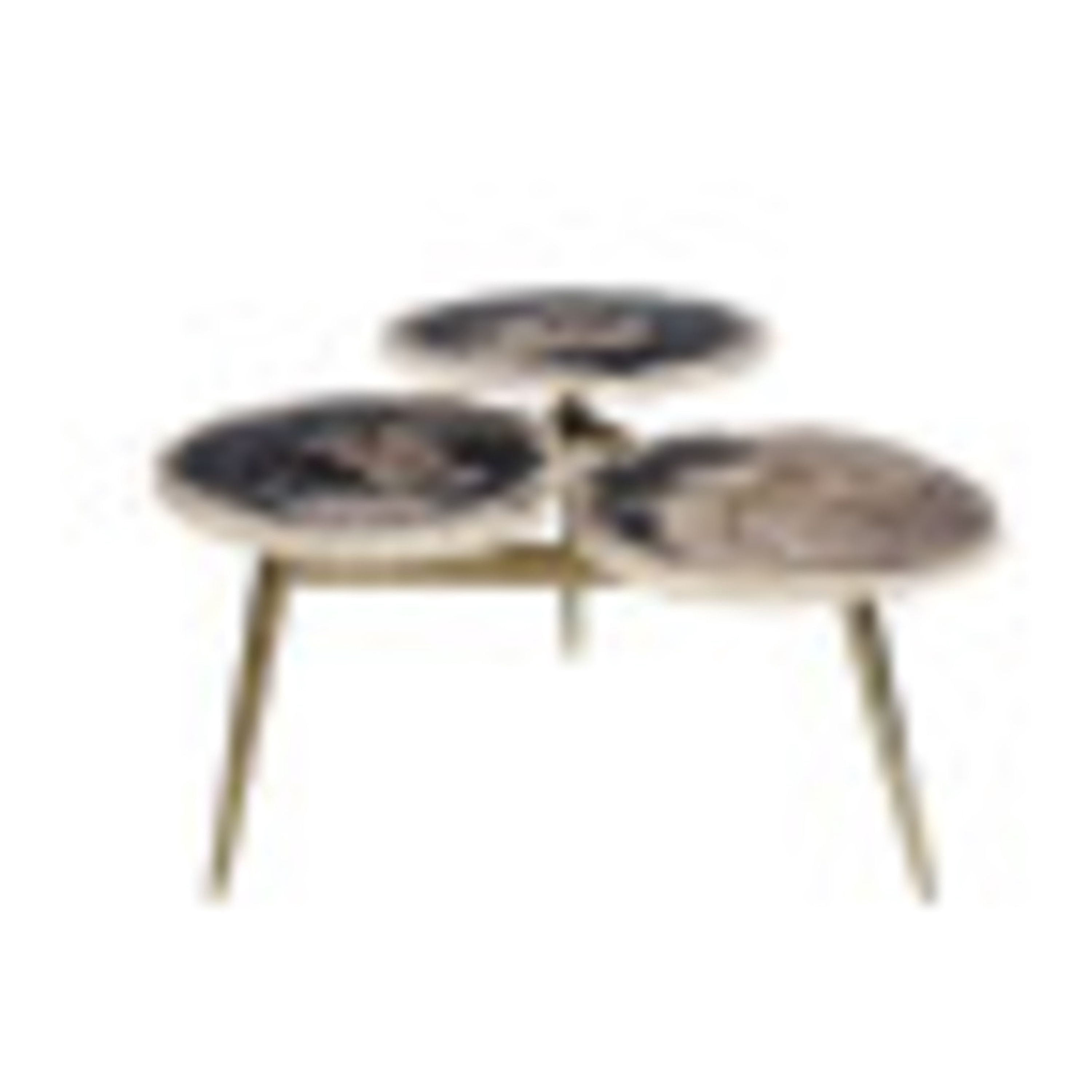 DecMode Rustic Petrified Stone Black Coffee Table, 36"W x 18"H