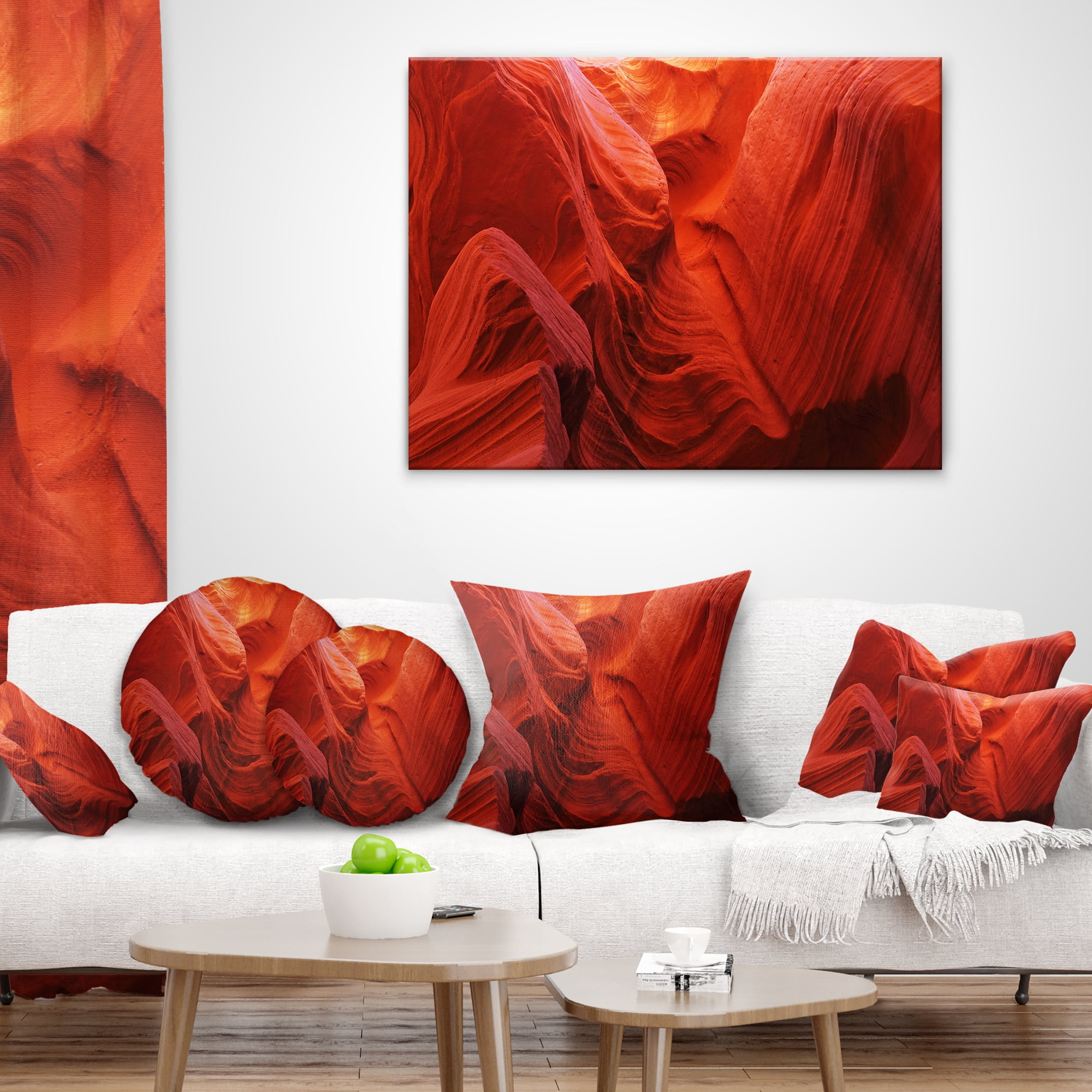 Designart Magic Colors of Antelope Canyon - Landscape Photography Throw Pillow - 16x16