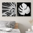 thumbnail image 2 of PixonSign Canvas Print Wall Art Vintage Deconstructed Monstera Leaf Floral Wilderness Digital Art Modern Art Zen Relax/Calm Dark Black and White for Living Room, Bedroom, Office - 24"x24" x 2, 2 of 5
