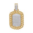 thumbnail image 1 of Pendentif Étiquette de Chien en Or Jaune 10kt Diamant Rond Cadre Cubain 7/8 Cttw, 1 of 1