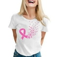 thumbnail image 2 of Lroveb Breast Cancer Awareness Shirts for Women Elegant Casual Printed Short Sleeve V Neck T Shirt Tops Pink Ribbon Graphic Tees White, 2 of 5