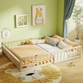 thumbnail image 4 of Costway Queen Size Floor Bed with Full Length Safety Guardrails & Door for Boys, Girls Natural, 4 of 10