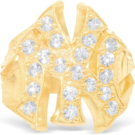 Floreo 10k Yellow Gold 21.6mm NY New York Symbol Hip-Hop CZ Ring, Size 4.5