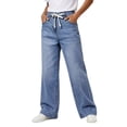 thumbnail image 5 of Women's Denim Wide Leg Pants High Waisted Drawstring Loose Fit with Pockets Casual Jeans, 5 of 5