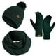 thumbnail image 2 of Sombreros de mujer de moda casual de invierno que mantienen el calor sólido conjunto de gorro de punto bufanda guante mujer sombrero de acrílico, 2 of 6