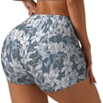 thumbnail image 2 of Sigee Lilies Flowers Print Women's High Waist Workout Shorts - Squat Proof, Tummy Control, Yoga and Gym Activewear-, 2 of 9