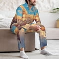 thumbnail image 7 of Honeii Cloud Sleeping Cat Pattern Mens Pajamas Set,2pcs Men's Lounge Long Sleeve Sleep Shirt and Pajama Bottoms Sleepwear Set,Mens Pjs Sets-X-Large, 7 of 7