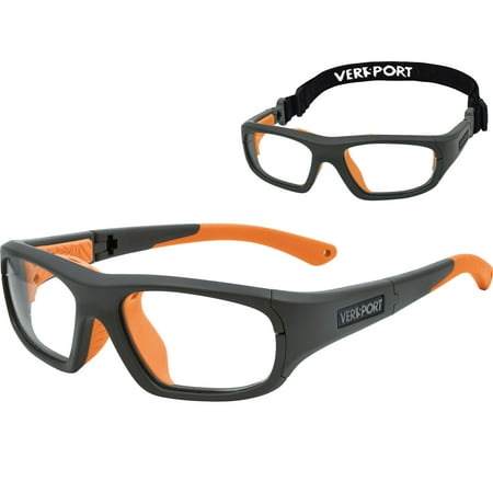 - VERSPORT: ZEUS 52 Protective Sports Glasses - Matte Grey/Orange | Size: 52/18/140