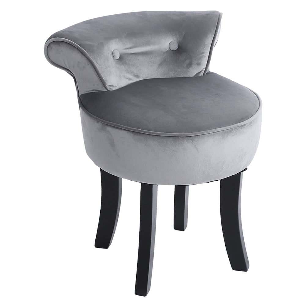 Bedroom Chair Vanity Stool Gray Chenille Vanity Stool with Black Wood Legs for living rooms and bedrooms Velvet Armchair 56 x 47.5 x 13.5 cm 