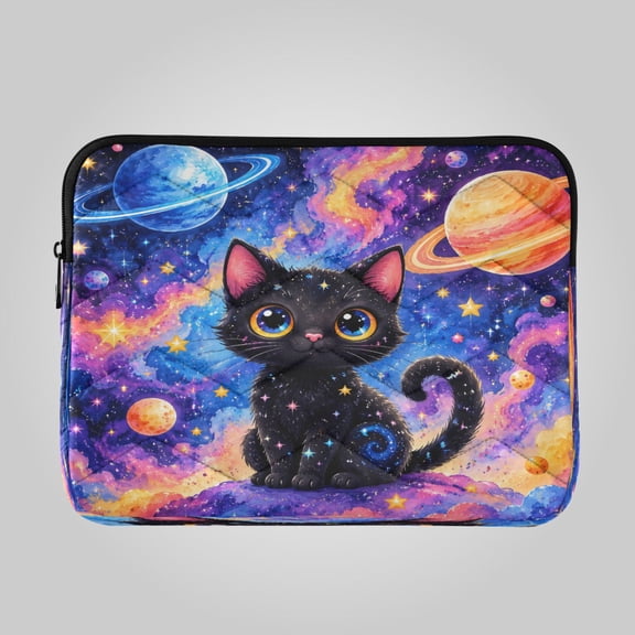 13in Laptop Bag Briefcases Computer Inner Bags Computer Bags Laptop Sleeves Work Travel School Bag Black Cat in Cosmic Nebula