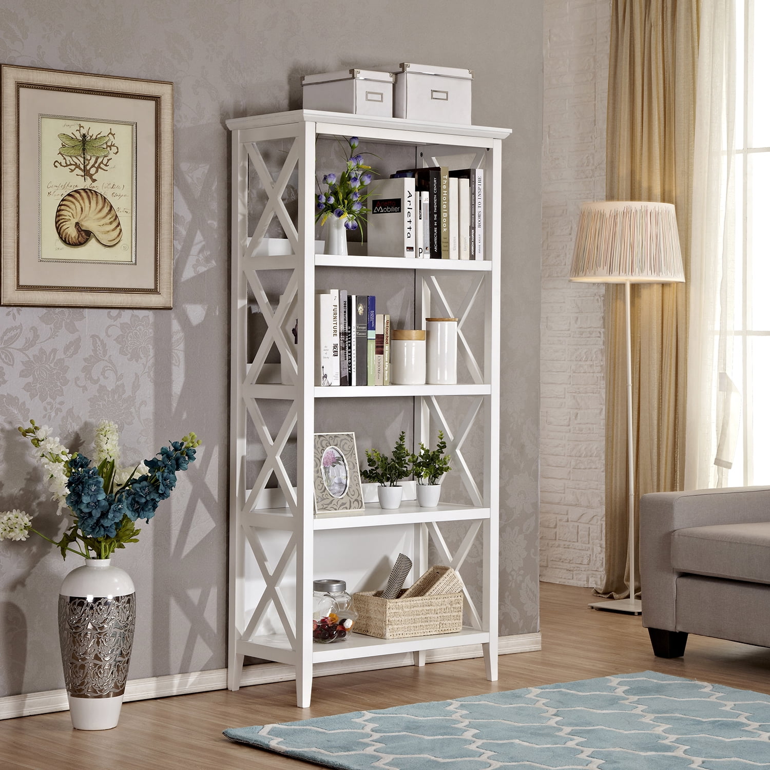 Resenkos 67" Solid Wood Freestanding Bookcase with 4 Shelves, Open Storage Organizer for Home Office Bedroom White Resenkos 67" Solid Wood Freestanding Bookcase with 4 Shelves, Open Storage Organizer for Home Office Bedroom White
