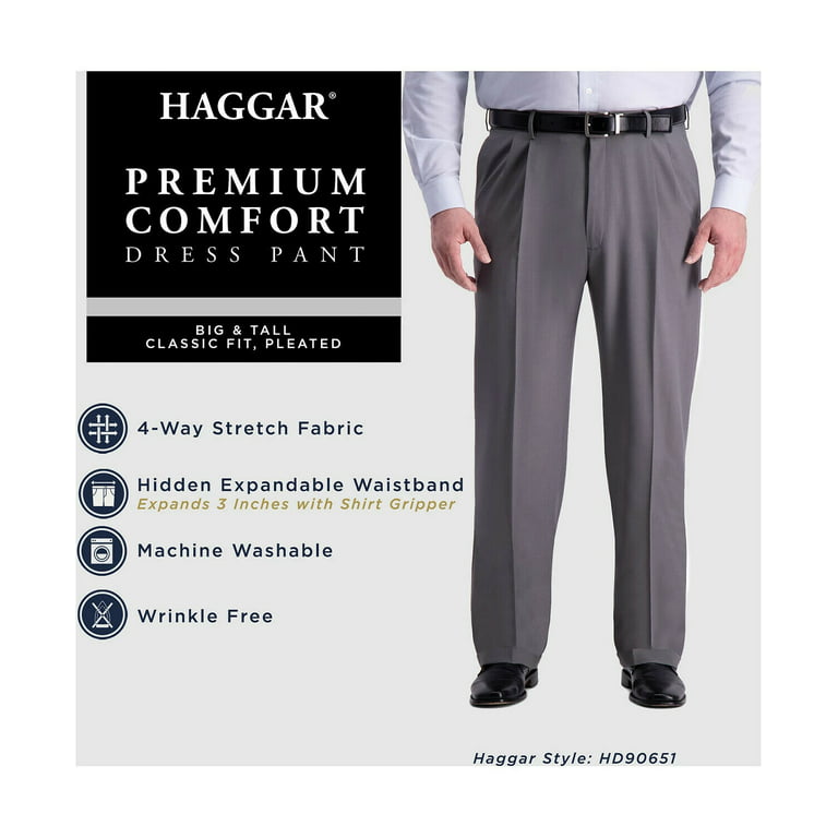 Haggar mens Premium Comfort Classic Fit Pleat Expandable Waist