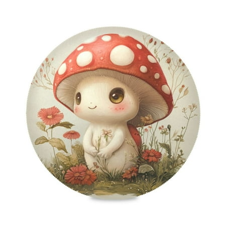 

Round Plate Mat 15.4x15.4 Inchesx1 Placemat Table Mat Kitchen Mat Coffee Mat Fabric Thick Strong Wear-Resistant Heat Resistance A Cartoon Mushroom