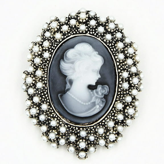 Fogun Wedding Party Queen Lady Vintage Victorian Design Cameo Bronze Brooch Pin