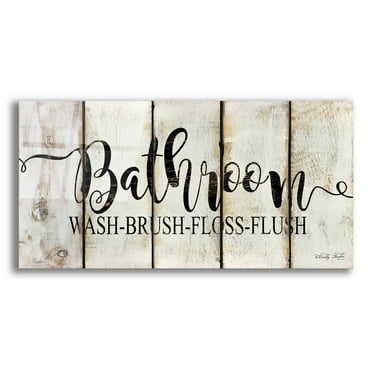 Epic Art 'Bathroom on Wood Panels' by Cindy Jacobs, Acrylic Glass Wall Art, 24"x12"