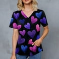 thumbnail image 4 of Iaqnaocc Valentines Scrubs for Women Plus Size Love Heart Print Nursing Uniform Trendy V Neck Scrub Tops Holiday Short Sleeve Tees Blouse with Pockets Blue XL, 4 of 4