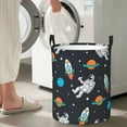 thumbnail image 4 of Lsque Space pattern Laundry Hamper Basket, Tall Woven Rope Hamper Basket for Clothes, Lightweight Storage Basket, Collapsible Waterproof-Medium, 4 of 8