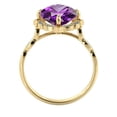 thumbnail image 7 of 14K Yellow Gold 2.25 ctw Amethyst Ring with Diamonds Flower Leaves Halo, 7 of 7