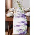 thumbnail image 4 of ERUNPONLY Purple Green Leaf Table Runner - 120 Inch Long Spring Watercolor Botanical Flower Cotton and Linen Blended Dress Scarves Farmhouse Table Runner for Kitchen Dining, Coffee Table, 13" x 120", 4 of 8