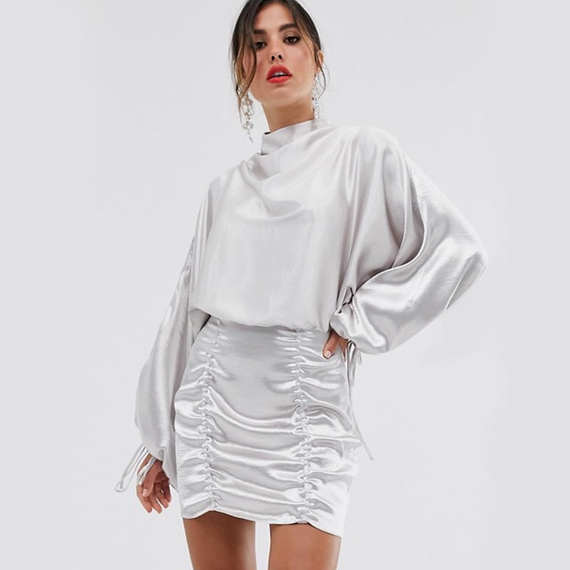 turtleneck open back dress