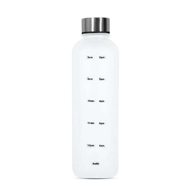 Botella de agua Wdftyju transparente de 1 litro con marcador de tiempo deportiva