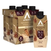 Atkins Chai Tea Latte Flavored High Protein Shake, Ready to Drink, Low Sugar and Low Carb Shakes, Keto-Friendly, Made with Real Tea, 4 Count