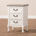thumbnail image 4 of Baxton Studio Capucine Two Tone Oak and White Wood 3-Drawer End Table, 4 of 9